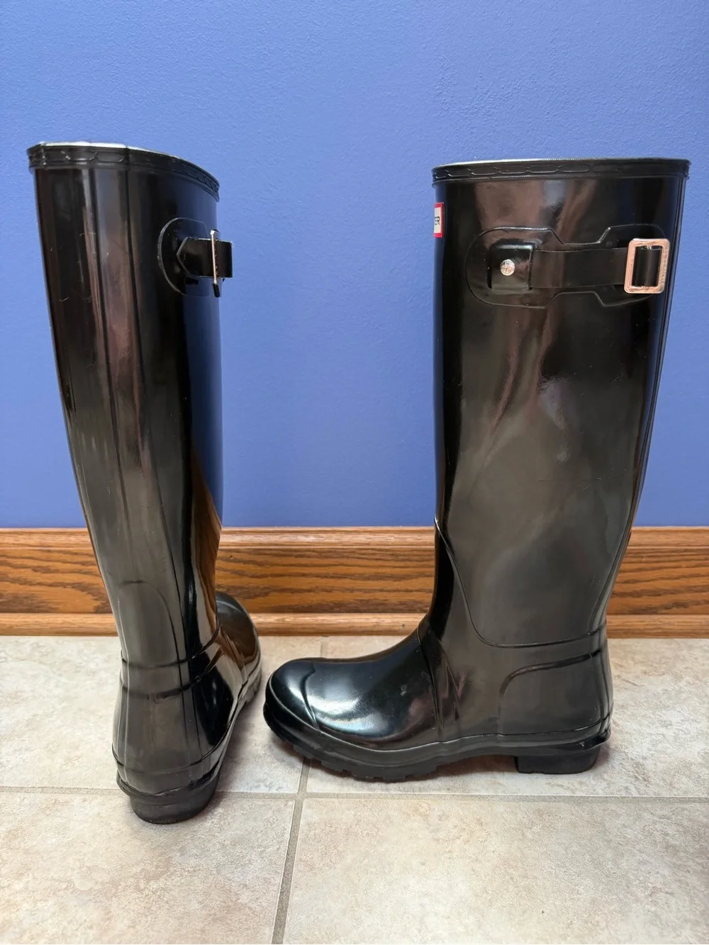 Hunter Original Tall Gloss Rain Boots, Size 38EU/7US